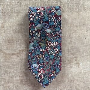 Vintage Museum Of Fine Arts Boston Silk Necktie William Morris Garden Blue/Green
